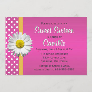 Rosa und gelbe Gänseblümchen-16. Einladung