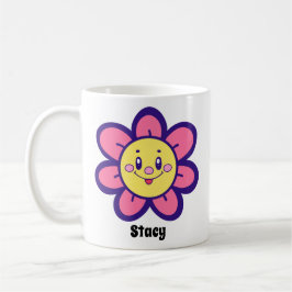 Rosa und gelbe glückliche Blume Kaffeetasse