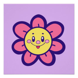 Rosa und gelbe glückliche Blume Poster