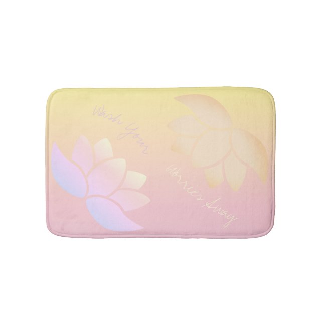 Rosa und gelbe Lotus Fade Badematte (Vorderseite)