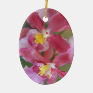 Rosa und gelbe Orchideen Keramikornament