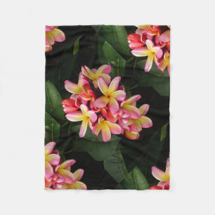 Rosa und gelbe Plumeria Blume Fleece Blanken