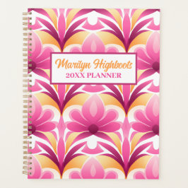 Rosa und gelbe Retro-Blume Planer