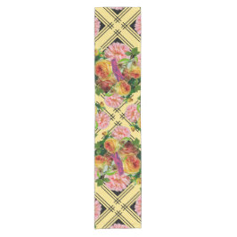 Rosa und Gelbe Rose Trellis Naturdesign Kurzer Tischläufer