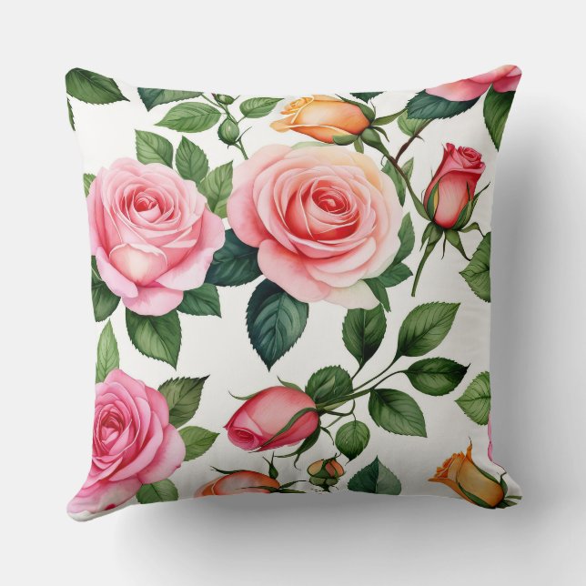 Rosa und Gelbe Rosen Kissen (Rückseite)