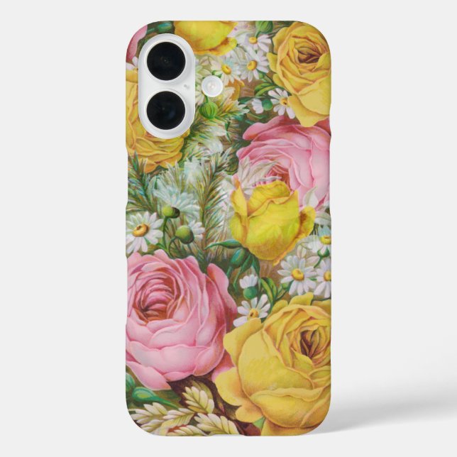 Rosa und gelbe Rosenstange iPhone 16 Hülle (Rückseite)