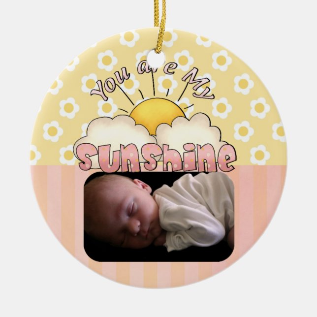 Rosa und gelbe Sonnencreme Keramik Ornament (Vorne)