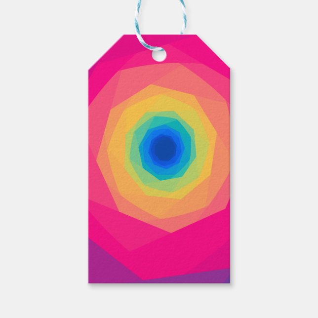 Rosa und gelbe Spirale Geschenkanhänger (Vorderseite)