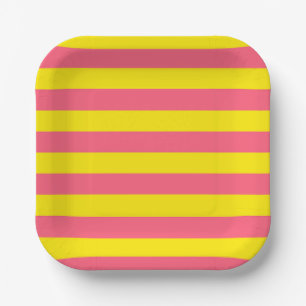 Rosa und gelbe Streifen Design Pappteller