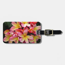 Rosa und gelbe tropische Plumeria-Blume Gepäckanhänger