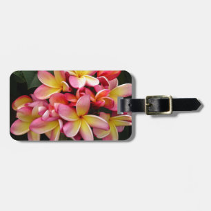 Rosa und gelbe tropische Plumeria-Blume Gepäckanhänger