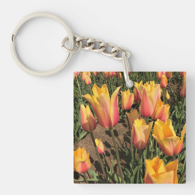 Rosa und gelbe Tulpen Schlüsselanhänger (Vorderseite)