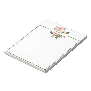 Rosa und gelbe Wasserfarbe floral personalisiert   Notizblock
