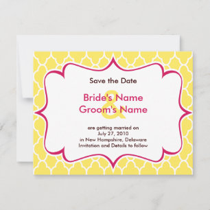 Rosa und gelbe wellige Save-the-Date-Einladungen Save The Date