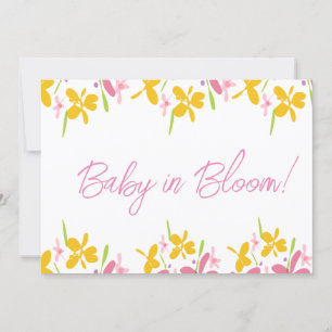 Rosa und gelbe Wildblume Baby in Blüte Einladung