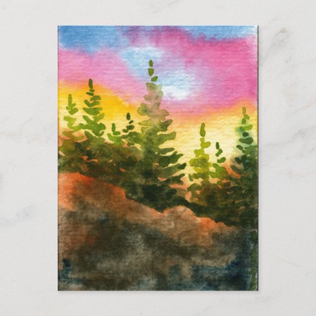 "Rosa und gelber Morgen" Landstraßen Postkarte (Vorderseite)