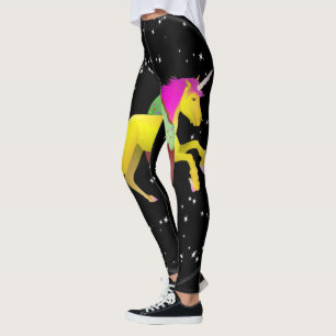 Rosa und gelbes Einhorn hüpfen durch eine Doughnut Leggings