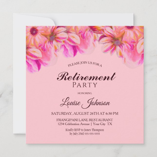 Rosa und gelbes Party für die Blumenversorgung Einladung (Vorderseite)