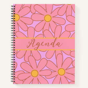 Rosa und gelbes Retro-Muster Notizbuch