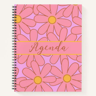 Rosa und gelbes Retro-Muster Notizbuch
