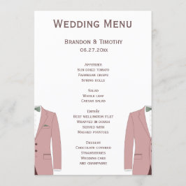 Rosa und gesäumte Hochzeitskarten Menükarte