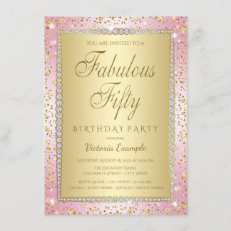 Rosa und Gold 50. Geburtstagsparty Einladungen
