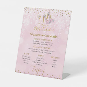 Rosa und Gold 55 und köstliche Cocktails Menu für Sockelschild