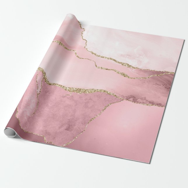 Rosa und Gold Achat Geschenkpapier (Ungerollt)