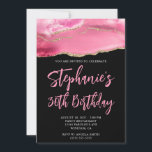 Rosa und Gold Agate Black Bold 30. Geburtstag Einladung<br><div class="desc">Ein modernes,  glamouröses handgeschriebenes Skript,  das zum 30. Geburtstag einlädt. Sie können diese Einladung für eine weitere Meilenstein Geburtstagsfeier anpassen. Das Gerät ist mit einem goldenen Glitzer und rosa agate Grafik-Image ausgestattet,  das wie ein Foto gedruckt wird. Die Hintergrund- und Schriftart-Farben sind anpassbar.</div>