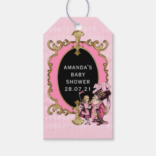 Rosa und Gold Alice im Wunderland Babyparty Geschenkanhänger