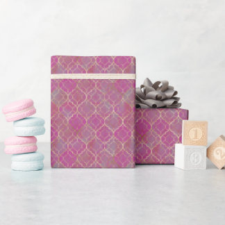 Rosa und Gold Arabesque Geschenkpapier
