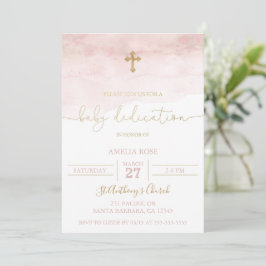 Rosa und Gold Baby Dedication Einladung Baby Girl