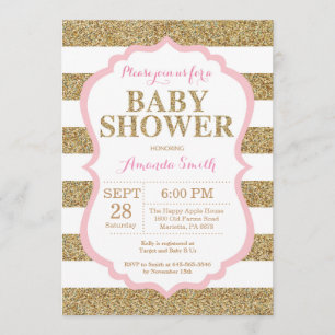 Rosa und Gold Baby Dusche Einladung Glitzer