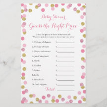 Rosa und Gold Baby Dusche Preis Richtige Spielkart