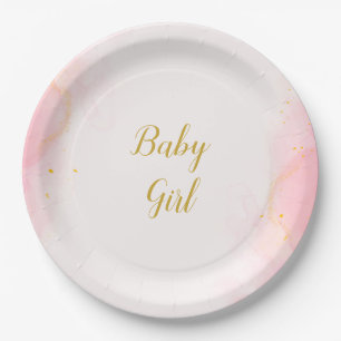 Rosa und Gold Babyparty-Teller Pappteller