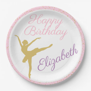 Rosa und Gold Ballerina Geburtstag Pappteller