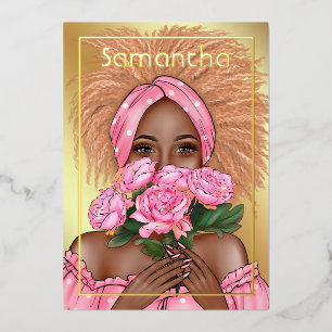 Rosa und Gold Black Birthday Party Folieneinladung