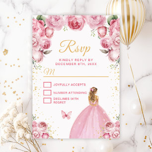 Rosa und Gold Blond Haar Prinzessin RSVP Karte