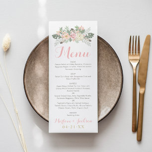 Rosa und Gold Blumen Boho Hochzeitsmonogramm Menükarte