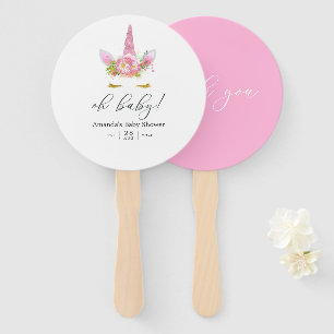 Rosa und Gold Blumen Einhorn Mädchen Baby Shower Fächer