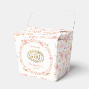 Rosa und Gold Blumen Mädchen Baby Shower Geschenkschachtel