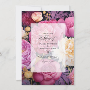 Rosa und Gold Blumenhochzeit Einladung