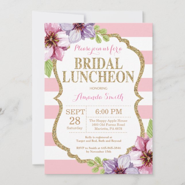 Rosa und Gold Bridal Luncheon Einladung Florenz (Vorderseite)
