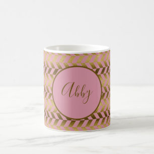 Rosa und Gold Chevron Personalisiert Kaffeetasse