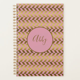 Rosa und Gold Chevron Personalisiert Planer