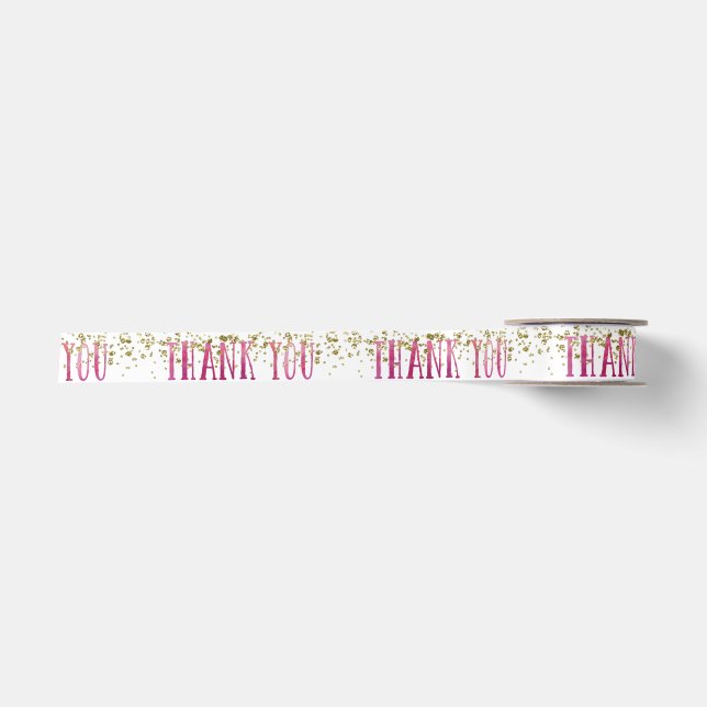 Rosa und Gold Danke, Ribbon Satinband (Vorderseite)