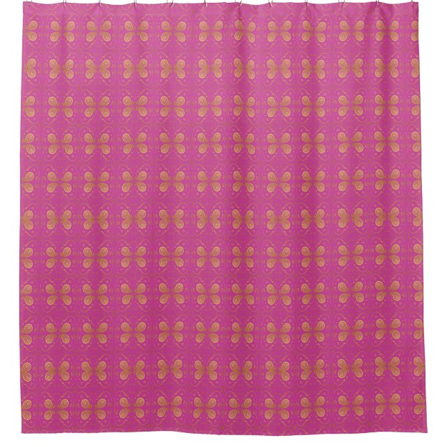 Rosa und Gold-Design Duschvorhang (Vorderseite)