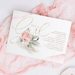 Rosa und Gold Eine Girl-Floral-Boho Kinderdusche Einladung