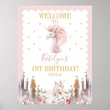 Rosa und Gold Einhorn Geburtstag oder Babydusche Z