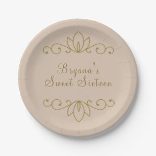 Rosa und Gold Elegant Chic Benutzerdefinierte Part Pappteller